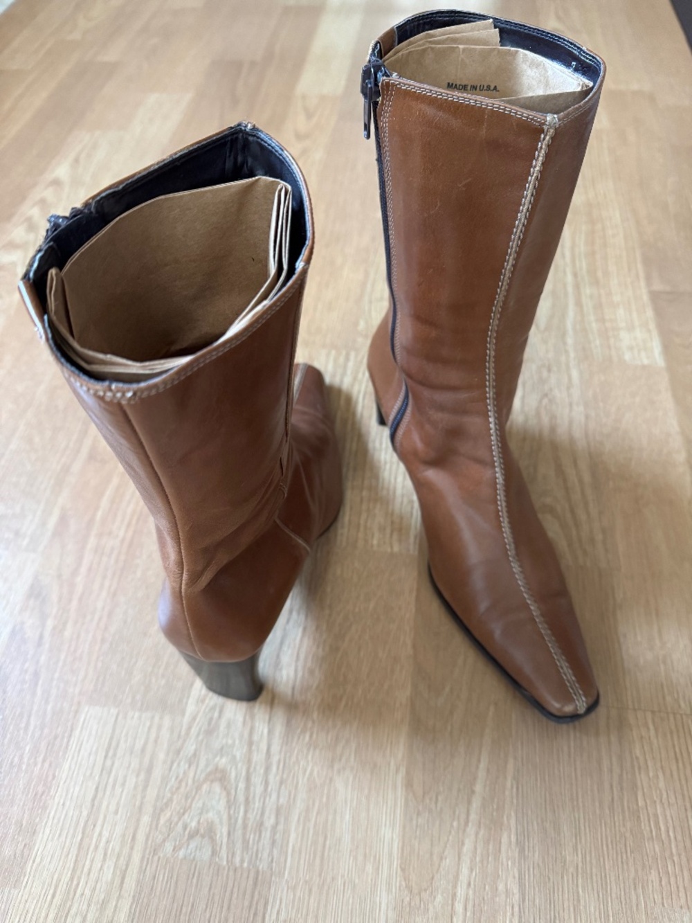 Clarks Caramel Brown Pointed Toe Boots with Heel – Classic Style